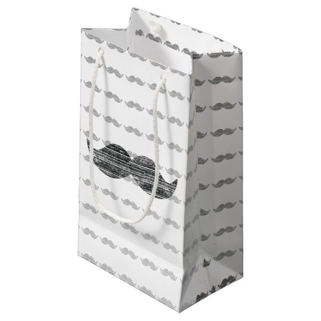 Schwarzer Schnurrbart Kleine Geschenktüte (Vorderseite Schrägansicht)