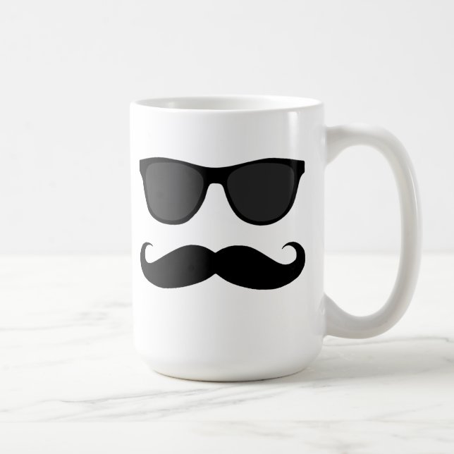 Schwarzer Schnurrbart-und Sonnenbrille-Spaß Kaffeetasse (Rechts)