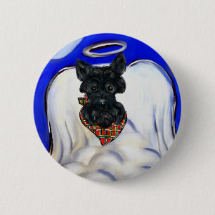 Schwarzer Schottischer Terrier Engel Button