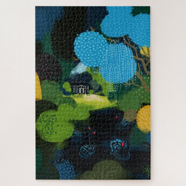 Schwarzer Schwan am See (Vertikal)