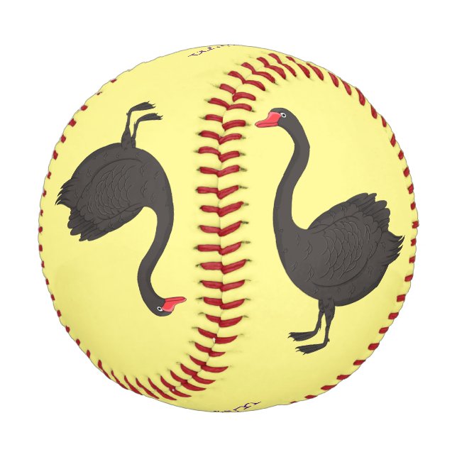 Schwarzer Schwan-Cartoon-Abbildung Baseball (Schrägansicht)