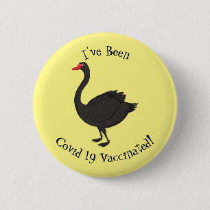 Schwarzer Schwan-Cartoon-Abbildung Button