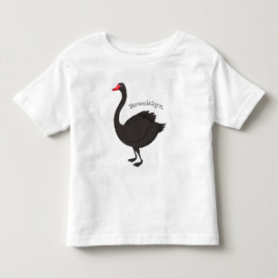Schwarzer Schwan-Cartoon-Abbildung Kleinkind T-shirt