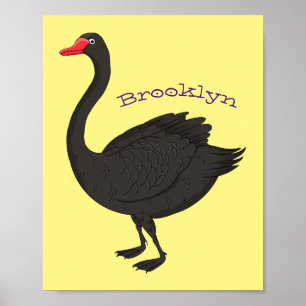 Schwarzer Schwan-Cartoon-Abbildung Poster