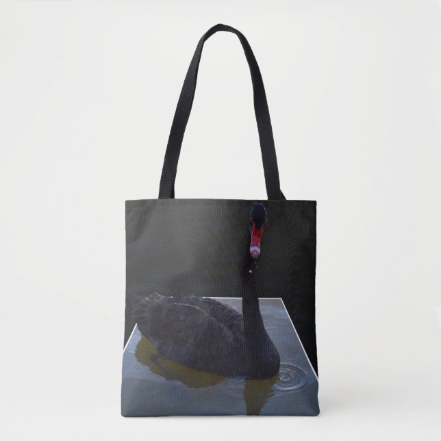Schwarzer Schwan im Maßteich schwimmen, Tasche (Vorderseite)