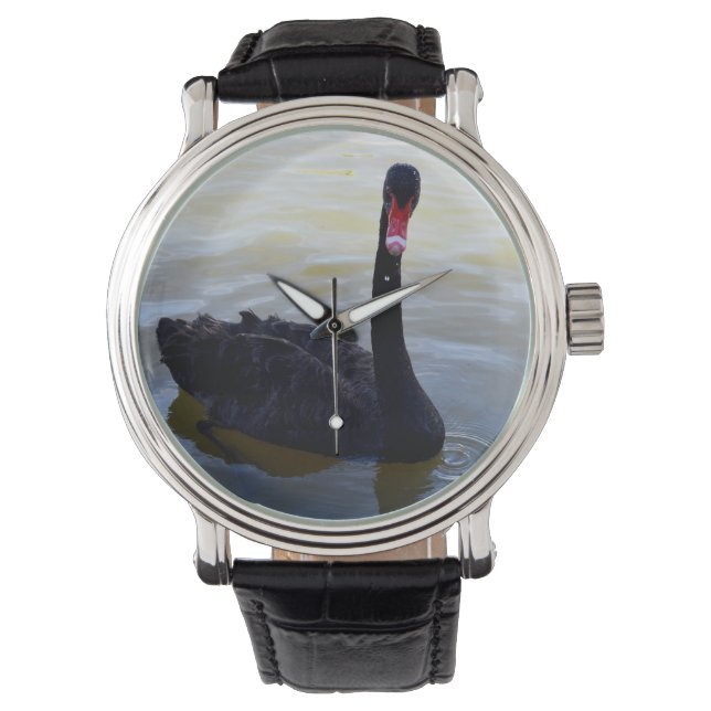 Schwarzer Schwan, Mens Wristwatch Armbanduhr (Vorderseite)
