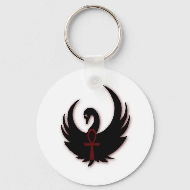 Schwarzer Schwan mit Ankh Schlüsselanhänger (Vorderseite)