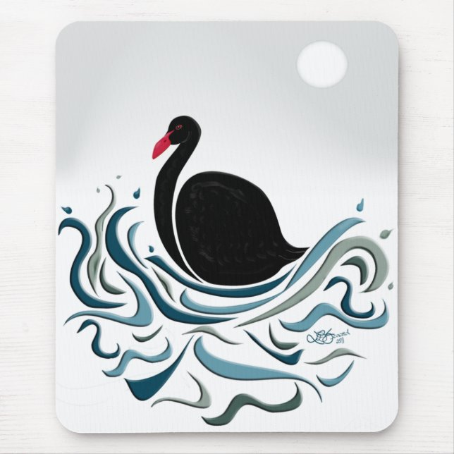 Schwarzer Schwan Mousepad (Vorne)