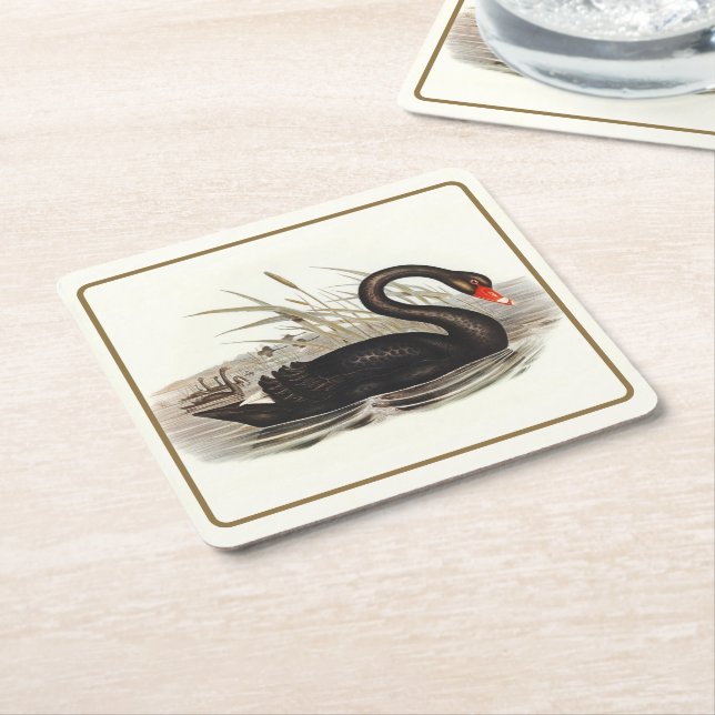 Schwarzer Schwan  Rechteckiger Pappuntersetzer (angewinkelt)