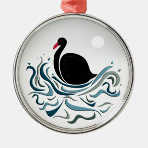 Schwarzer Schwan Silbernes Ornament