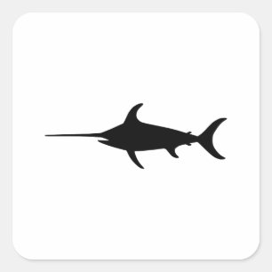 Schwarzer Schwertfisch Quadratischer Aufkleber