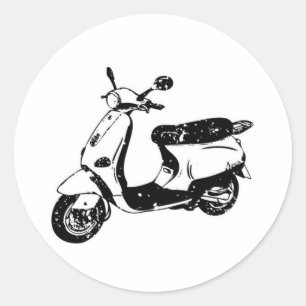 Schwarzer Scooter Runder Aufkleber