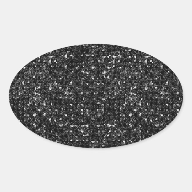 Schwarzer Sequin-Effekt Ovale Aufkleber (Vorderseite)