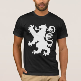Schwarzer Shirt-Wappenkunde-Weiß-Löwe T-Shirt