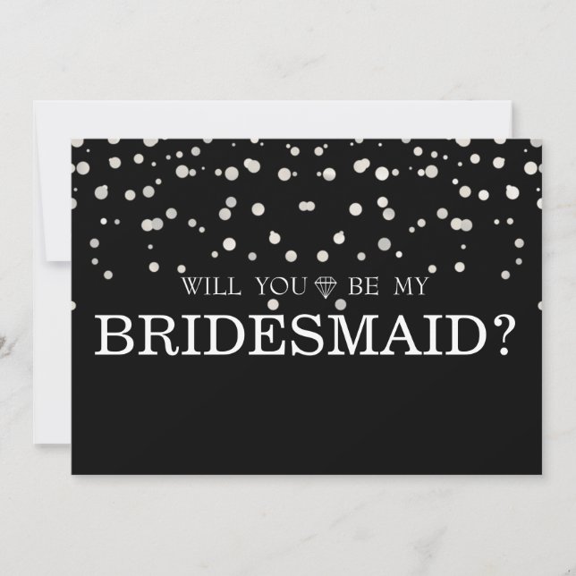Schwarzer Silber Glitzer wirst du meine Bridesmaid Einladung (Vorderseite)