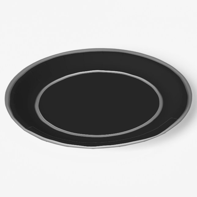 Schwarzer Silber Pappteller (Schrägansicht)