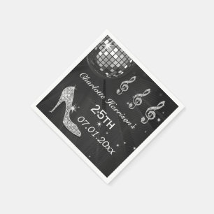 Schwarzer/silberner Disco-Ball-und Schein-Heels Serviette