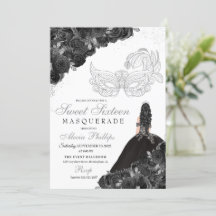 Schwarzer & Silberner Glitzer Blütensüß 16 Masquer
