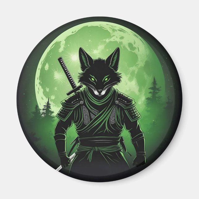 Schwarzer Silhouette Fox Magnet (Vorne)
