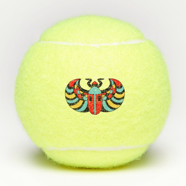 Schwarzer Skarabäenkäfer Helle, farbige Markierung Tennisbälle (Vorderseite)