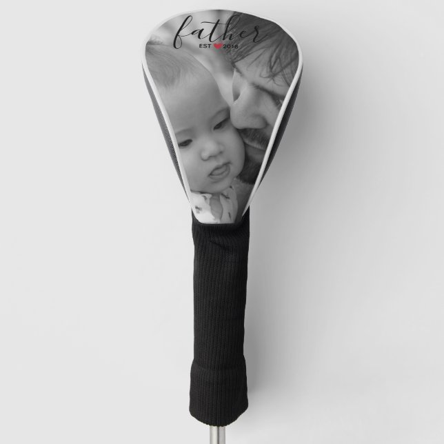 Schwarzer Skript-Vater hergestelltes Jahr-Foto Golf Headcover (Vorderseite)