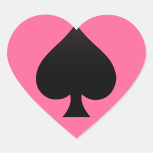 Schwarzer Spaten - Karten Anzug, Poker, Stange Herz-Aufkleber