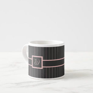 Schwarzer Spezialbecher mit rosa Nadelstreifen Espressotasse