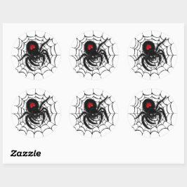Schwarzer Spider im Web-Round-Aufkleber-Set Runder Aufkleber