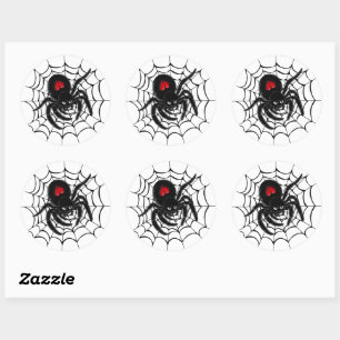 Schwarzer Spider im Web-Round-Aufkleber-Set Runder Aufkleber