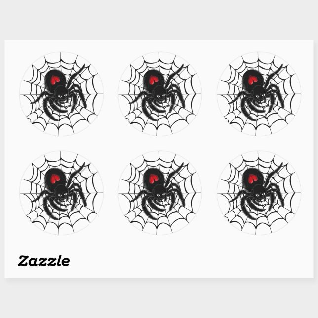 Schwarzer Spider im Web-Round-Aufkleber-Set Runder Aufkleber (Blatt)