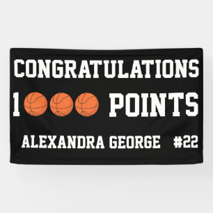 Schwarzer Spieler, der 1000 Basketball-Karrierepun Banner