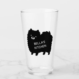 Schwarzer Spitz   Niedlicher Hund mit benutzerdefi Glas