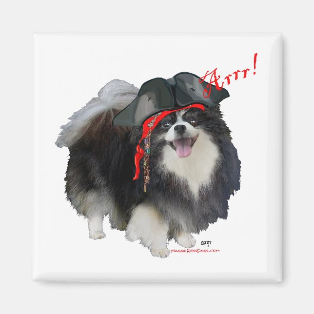 Schwarzer Spitz Pirate - Arrr! Magnet (Vorne)