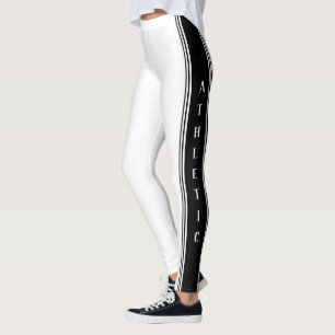 Schwarzer Sportstreifen Streifen Weiße Leggings - 