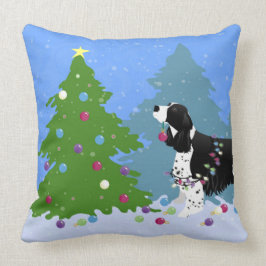 Schwarzer Springer Spaniel Dekorieren Weihnachtsba Kissen