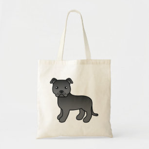 Schwarzer Staffordshire Bull Terrier Süßer Cartoon Tragetasche
