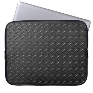 Schwarzer Stahl, metallische Struktur. Laptopschutzhülle