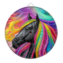 Schwarzer Stallion farbiger Mane Dartscheibe