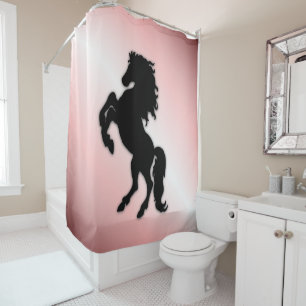 Schwarzer Stallion rosa züchten Duschvorhang
