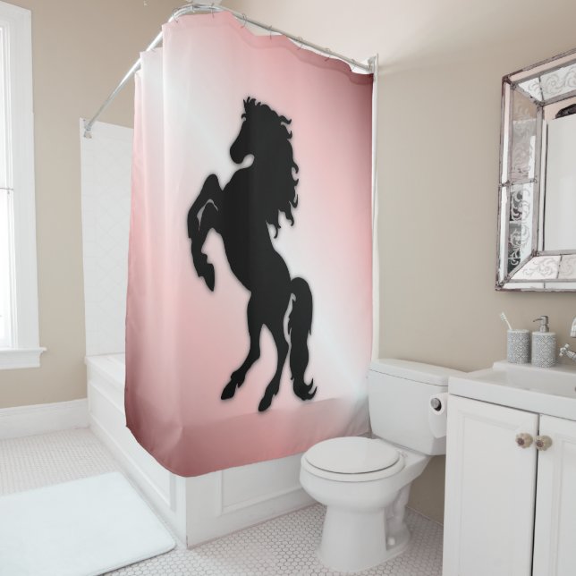 Schwarzer Stallion rosa züchten Duschvorhang (Beispiel)