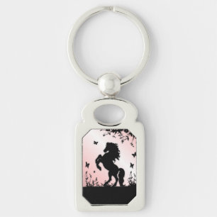 Schwarzer Stallion rosa züchten Schlüsselanhänger