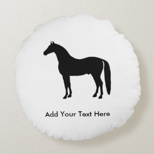 Schwarzer Stallions-elegantes Rundes Kissen