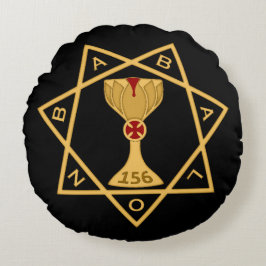 Schwarzer Star des Babalon Gold Logokissens Rundes Kissen