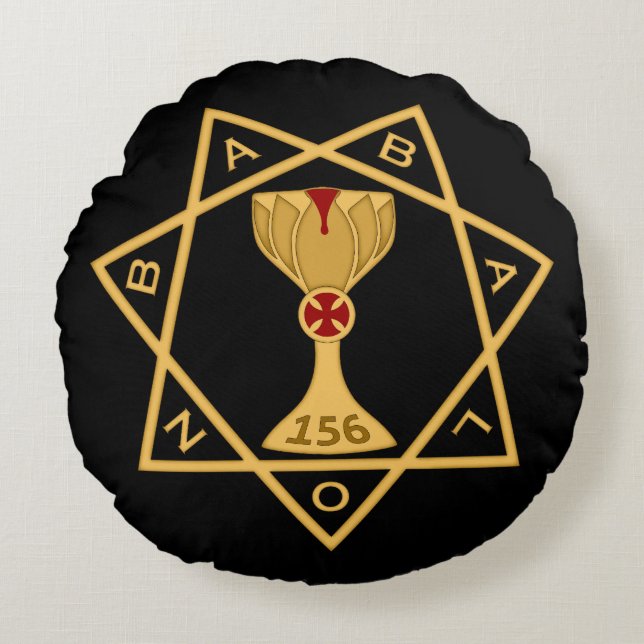 Schwarzer Star des Babalon Gold Logokissens Rundes Kissen (Vorderseite)