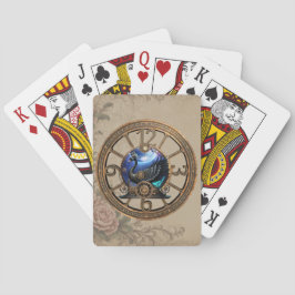 Schwarzer Steampunk mit Uhren und Gängen. Spielkarten