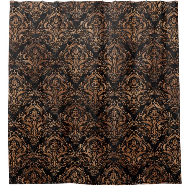 SCHWARZER STEIN DES MARMOR-DAMASK1 U. BROWNS DUSCHVORHANG (Vorderseite)
