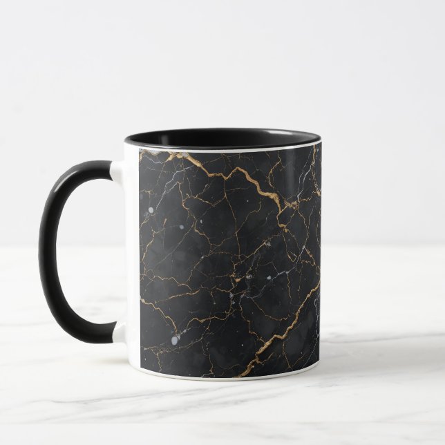 Schwarzer Stein mit goldenen und silbernen Venen Tasse (Links)