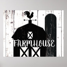 Schwarzer Stein Weißholz Rustikales Bauernhaus Lan Poster