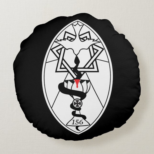 Schwarzer Stern von Babalon Lamen & Logos Pillow Rundes Kissen (Rückseite)
