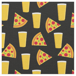 Schwarzer Stoff mit Bier und Pizza-Muster